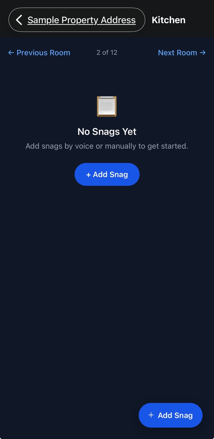 SnagHQ app screen